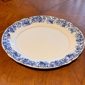 John Maddock & Sons Royal Vitreous Rococo Serving Platter Cobalt Blue Antique